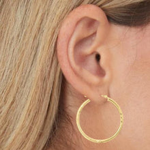 Load image into Gallery viewer, 14k Yellow Gold 2mm x 15mm, 25mm, 30mm or 45mm Diamond Cut &amp; Polished Hoop Earrings
