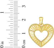 Load image into Gallery viewer, Italian 14k Two-Tone Gold 17.5mm Reversible Radiant Open Heart Charm Pendant with Optional Necklace,  16-18 Inch
