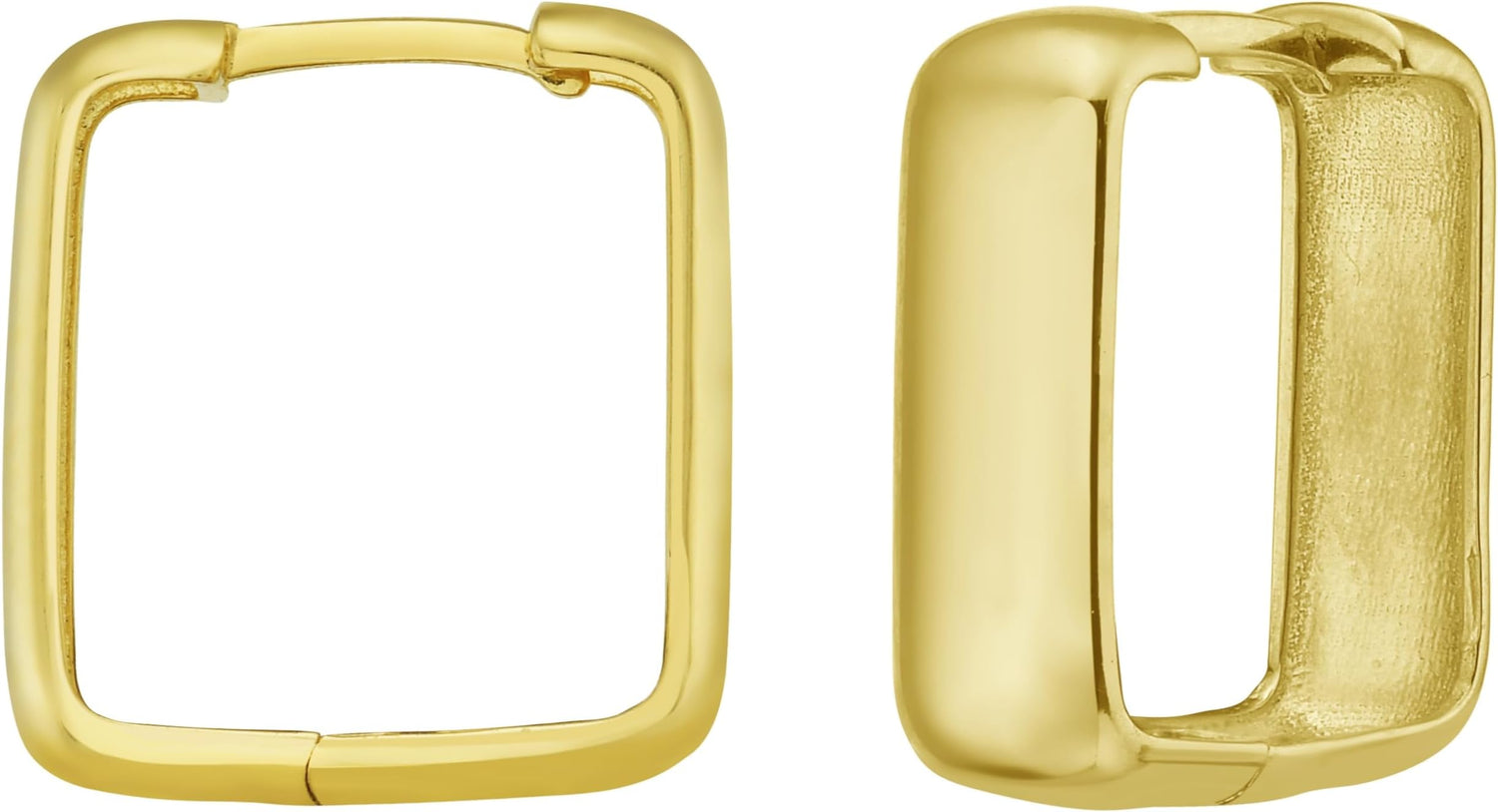 14k Yellow Gold 14.2mm x 4.7mm Square Hoop Earrings