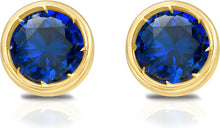 Load image into Gallery viewer, 14k Yellow Gold 5mm Round Birthstone Stud Earrings (Garnet, Amethyst, Aquamarine, White Topaz, Emerald, Moonstone, Ruby, Peridot, Blue Sapphire, Pink Sapphire, Citrine, Sky Blue Topaz)
