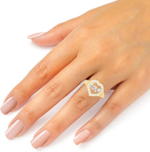Load image into Gallery viewer, 10k Yellow Gold 13mm Heart CZ Two-Tone Love Ring, Sizes 4-10
