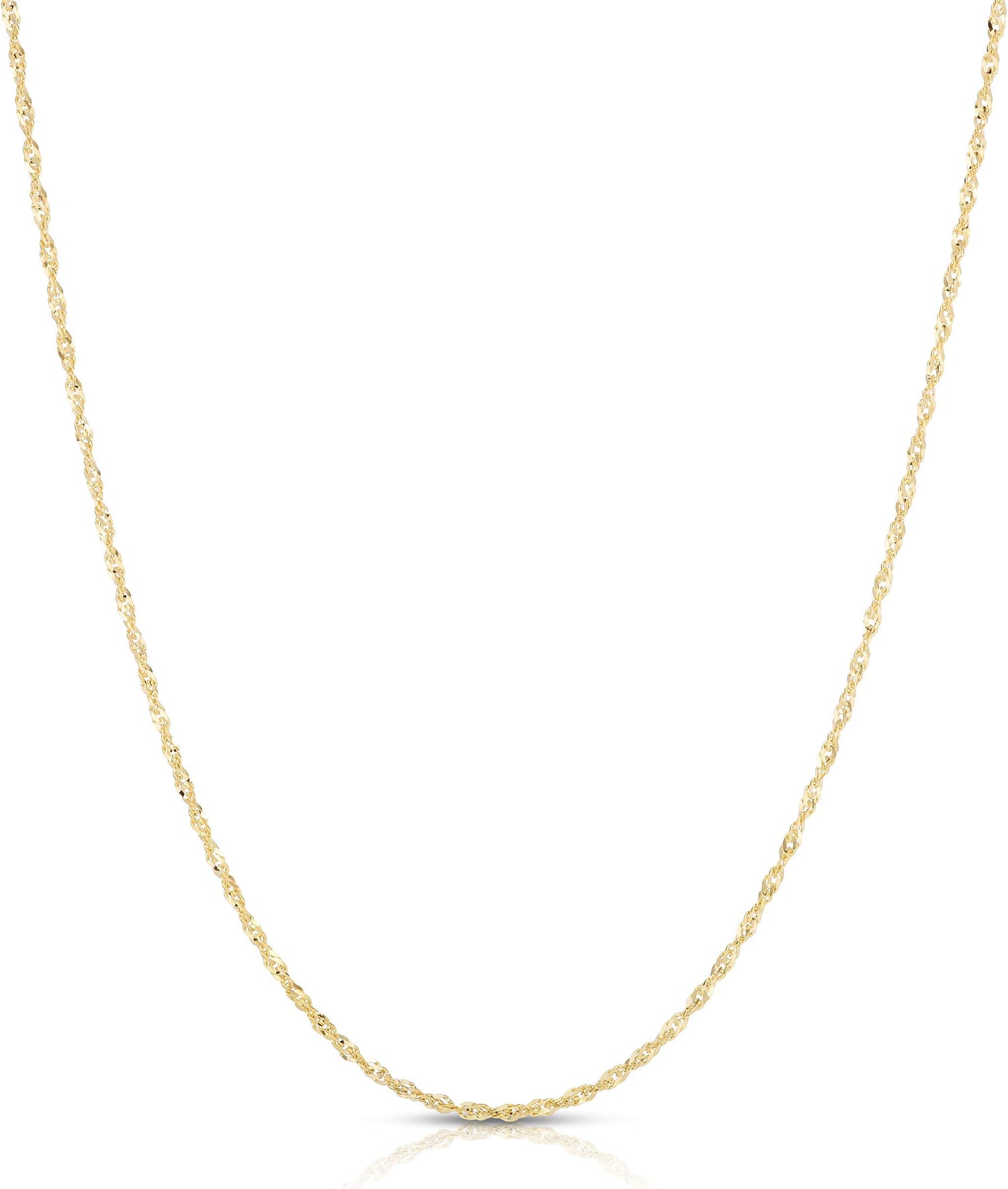 14k Yellow Gold 1.3mm or 1.8mm or 2.1mm Singapore Chain Necklace