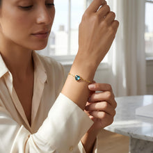 Load image into Gallery viewer, Floreo 14k Yellow Gold Paperclip Chain Heart Gemstone Bracelet 7 Inch
