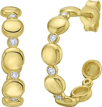 Load image into Gallery viewer, 14k Yellow Gold 18mm Station Diamond Round Circle Hoops Gemstone Earrings
