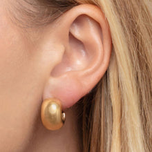 Load image into Gallery viewer, 14k Yellow Gold 16mm Puffed C Huggie Hoop Earrings
