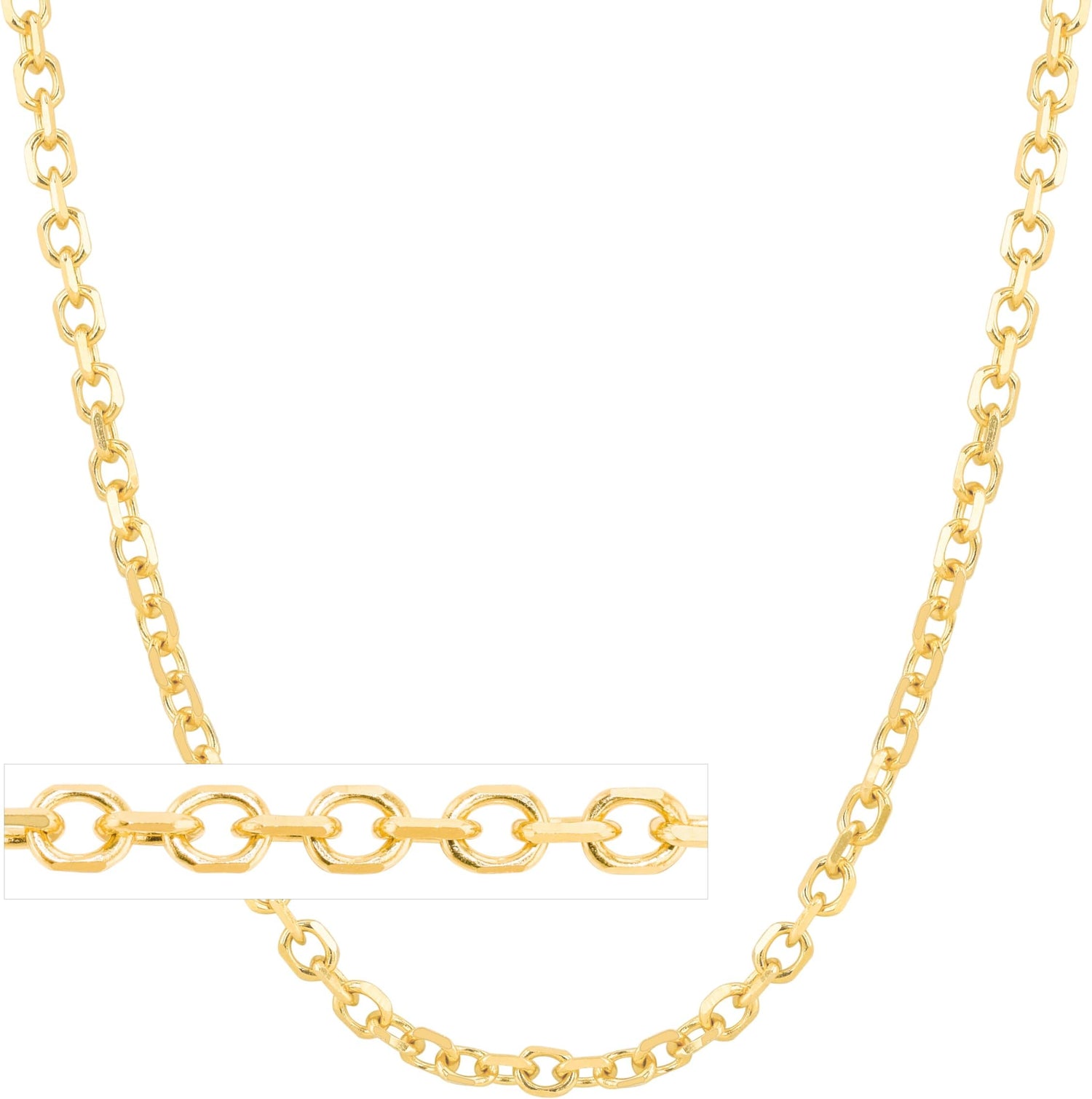 18k Yellow Gold or White Gold 2.6mm Diamond Cut Cable Chain Necklace