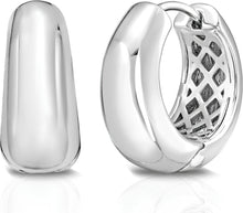 Load image into Gallery viewer, 925 Sterling Silver or 14k Gold over Silver 15mm Graduated Sculpted Hoop Earrings
