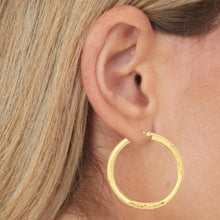 Load image into Gallery viewer, 14k Yellow Gold 3mm x 15mm, 20mm, 25mm or 35mm Diamond Cut &amp; Polished Hoop Earrings

