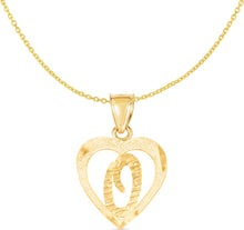 Load image into Gallery viewer, 10k Yellow Gold 19mm Personalized Alphabet Letter A - Z Initial Heart Pendant with optional Extendable Cable Chain Necklace
