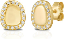 Load image into Gallery viewer, Italian 0.18cttw Diamond 14k Yellow Gold 9mm Freeform Cushion Stud Earrings
