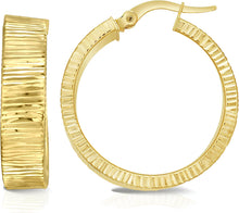 Load image into Gallery viewer, 14k Yellow Gold Ribbed Hoop Earrings
