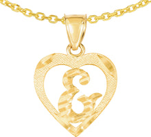 Load image into Gallery viewer, 10k Yellow Gold 0.5&quot; Personalized Alphabet Letter A - Z Initial Heart Pendant with optional Extendable Cable Chain Necklace

