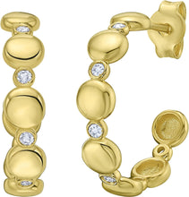 Load image into Gallery viewer, 14k Yellow Gold 18.2mm x 4mm Station CZ  Round Circle Hoops Earrings

