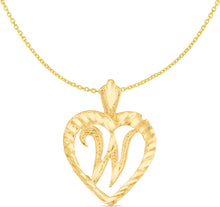 Load image into Gallery viewer, 10k Yellow Gold 24mm Personalized Alphabet Letter A - Z Initial Heart Pendant with optional Extendable Cable Chain Necklace
