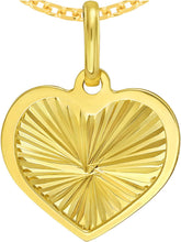 Load image into Gallery viewer, Italian 14k Yellow Gold 14mm Radiant Heart Charm Pendant with Optional Necklace,  16-17-18 Inch
