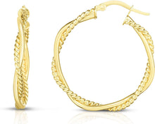 Load image into Gallery viewer, 14k Yellow Gold 25mm Twist and Polished Hoop Earrings
