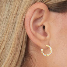 Load image into Gallery viewer, 10k Two-Tone Gold 3mm Intertwined Round Hoop Earrings
