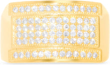 Load image into Gallery viewer, 10k Yellow Gold 12.4mm Quadruple-Row Pave CZ Rectangle Signet Ring, Sizes 4-13
