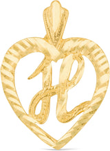 Load image into Gallery viewer, 10k Yellow Gold 24mm Personalized Alphabet Letter A - Z Initial Heart Pendant with optional Extendable Cable Chain Necklace
