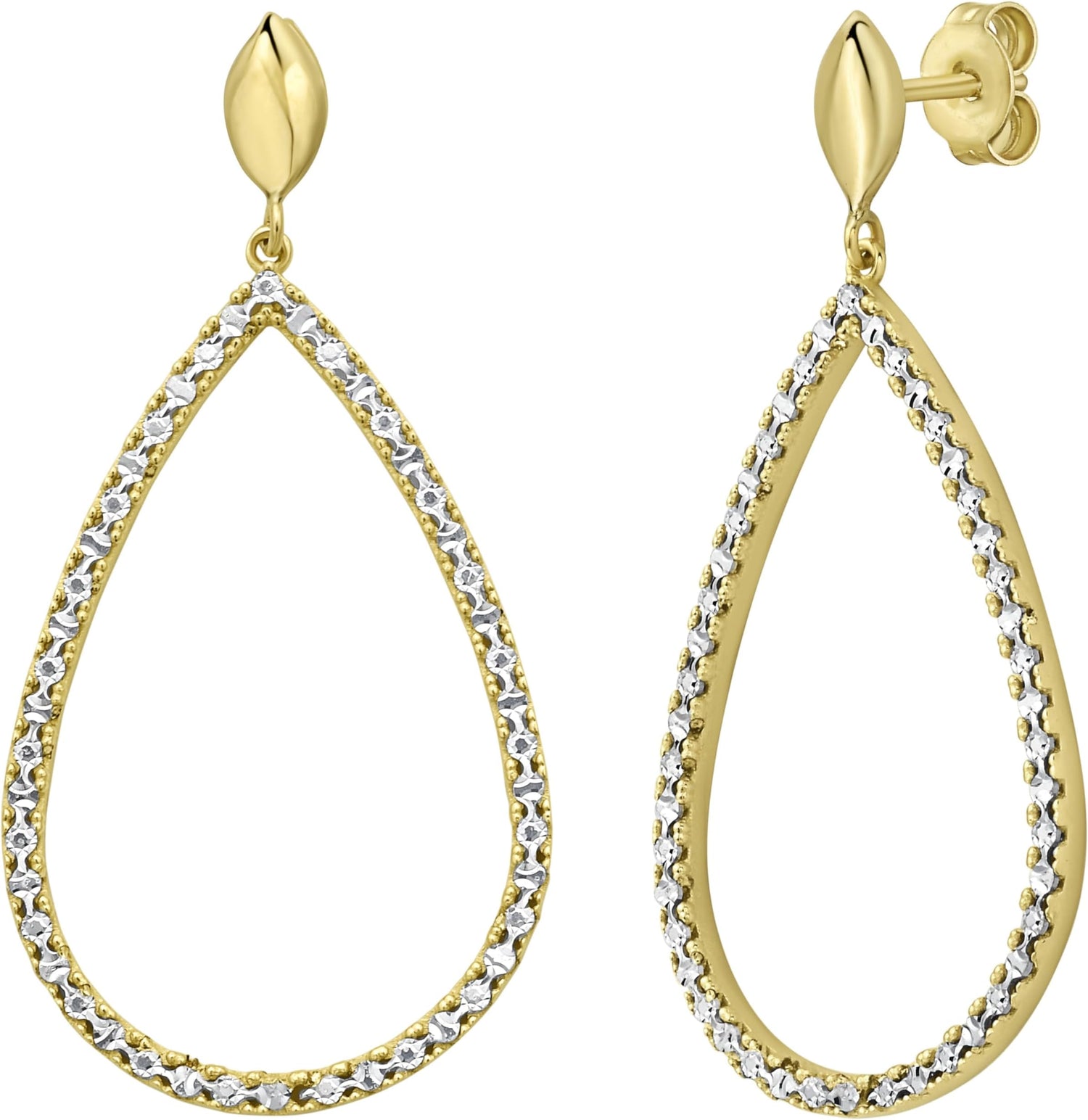 14k Yellow Gold 45mm Diamond Teardrop Gemstone Earrings
