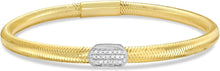 Load image into Gallery viewer, Italian .09cttw Diamond 14k Two-Tone Gold Oval Charm Stretch Mesh Slip-On Bracelet
