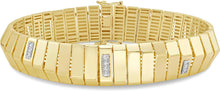 Load image into Gallery viewer, Italian .26cttw Diamond 14k Yellow Gold 13mm Piano Link Charm Bracelet, 7 Inch

