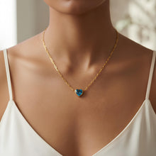 Load image into Gallery viewer, Floreo 14k Yellow Gold Paperclip Chain Heart Gemstone Necklace 18 Inch
