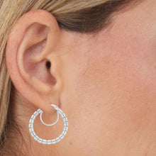 Load image into Gallery viewer, 14k White Gold 24mm Ice Chain Round Hoop Earrings
