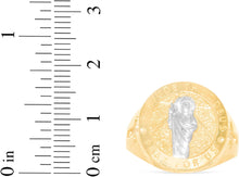 Load image into Gallery viewer, 10k Yellow Gold 17mm St. Jude Thaddeus Pray For Us Catholic Saint Religious Medallion Men&#39;s Ring, Sizes 5 - 13
