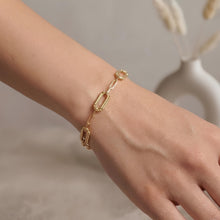 Load image into Gallery viewer, Italian 14k Yellow Gold 6mm Beaded Paperclip Link Bracelet, 7.5 Inch
