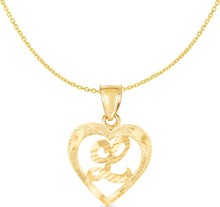 Load image into Gallery viewer, 10k Yellow Gold 19mm Personalized Alphabet Letter A - Z Initial Heart Pendant with optional Extendable Cable Chain Necklace
