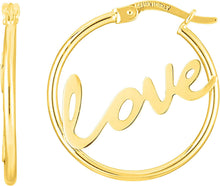 Load image into Gallery viewer, 14k Yellow Gold 24.2mm Polished Love Hoop Earrings
