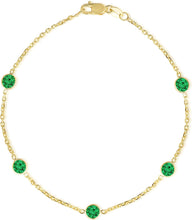 Load image into Gallery viewer, 14k Yellow Gold 4mm Round Birthstone Cable Bracelet or Anklet
