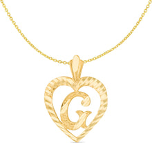 Load image into Gallery viewer, 10k Yellow Gold 24mm Personalized Alphabet Letter A - Z Initial Heart Pendant with optional Extendable Cable Chain Necklace
