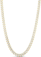 Load image into Gallery viewer, 14k Yellow Gold 6.5mmTwo-Tone with White Pave Squared Lite Miami Cuban Chain Necklace
