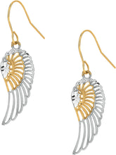 Load image into Gallery viewer, 10k Yellow Gold 17mm Angel Wing Drop Earrings
