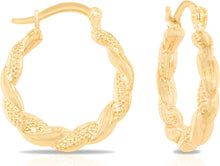 Load image into Gallery viewer, 10k Yellow Gold 20mm Polished and Textured Twist Hoop Earrings
