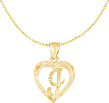 Load image into Gallery viewer, 10k Yellow Gold 19mm Personalized Alphabet Letter A - Z Initial Heart Pendant with optional Extendable Cable Chain Necklace
