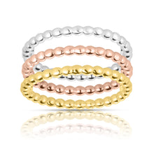 Load image into Gallery viewer, 10k Tri-Color Gold Beaded Stackable (Set of 3) Women&#39;s Ring
