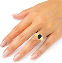 Load image into Gallery viewer, 10k Yellow Gold 14.6mm Oval Onyx Railroad Ring, Sizes 5-13
