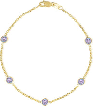 Load image into Gallery viewer, 14k Yellow Gold 4mm Round Birthstone Cable Bracelet or Anklet
