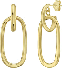 Load image into Gallery viewer, 14k Yellow Gold 31.8mm x 13.5mm Oval Linked Hoop Earrings
