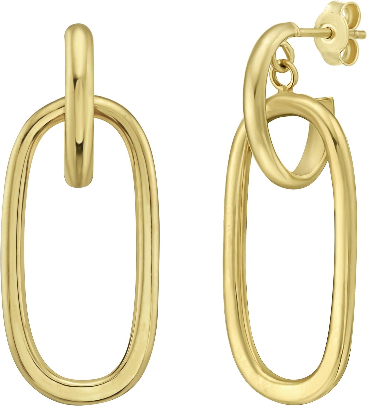 14k Yellow Gold 31.8mm x 13.5mm Oval Linked Hoop Earrings