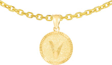Load image into Gallery viewer, 10k Yellow Gold 0.63&quot; Personalized Medallion Alphabet Letter A - Z Initial Charm Pendant with optional Extendable Chain Necklace
