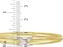 Load image into Gallery viewer, Italian .08cttw Diamond 14k Two-Tone Gold 6.6mm X Charm Stretch Mesh Slip-On Bracelet
