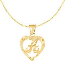 Load image into Gallery viewer, 10k Yellow Gold 19mm Personalized Alphabet Letter A - Z Initial Heart Pendant with optional Extendable Cable Chain Necklace
