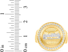 Load image into Gallery viewer, 10k Yellow Gold 20mm Round CZ Two-Tone Last Supper Signet Ring, Sizes 5-14

