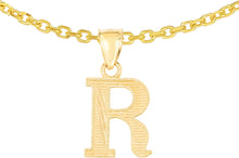 Load image into Gallery viewer, 10k Yellow Gold 0.45&quot; Personalized Lighting Alphabet Letter A - Z Initial Charm Pendant with optional Extendable Chain Necklace

