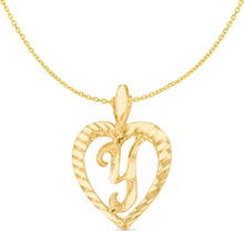 Load image into Gallery viewer, 10k Yellow Gold 24mm Personalized Alphabet Letter A - Z Initial Heart Pendant with optional Extendable Cable Chain Necklace
