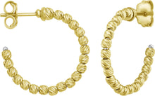 Load image into Gallery viewer, 14k Yellow Gold 21mm Textured Bead C-Hoop Earrings
